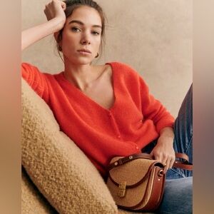 Sezane Barry Cardigan, Tangerine, xxs